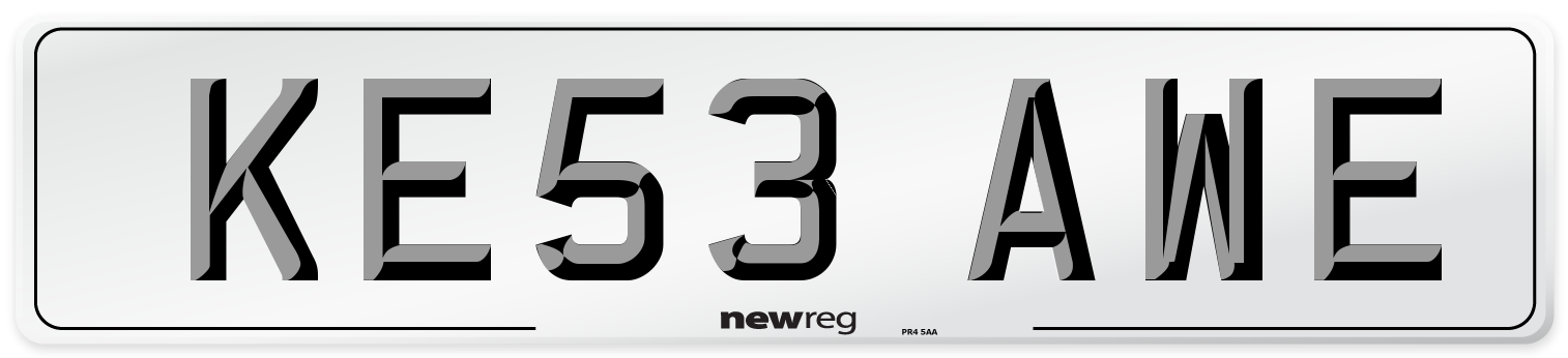 KE53 AWE Number Plate from New Reg